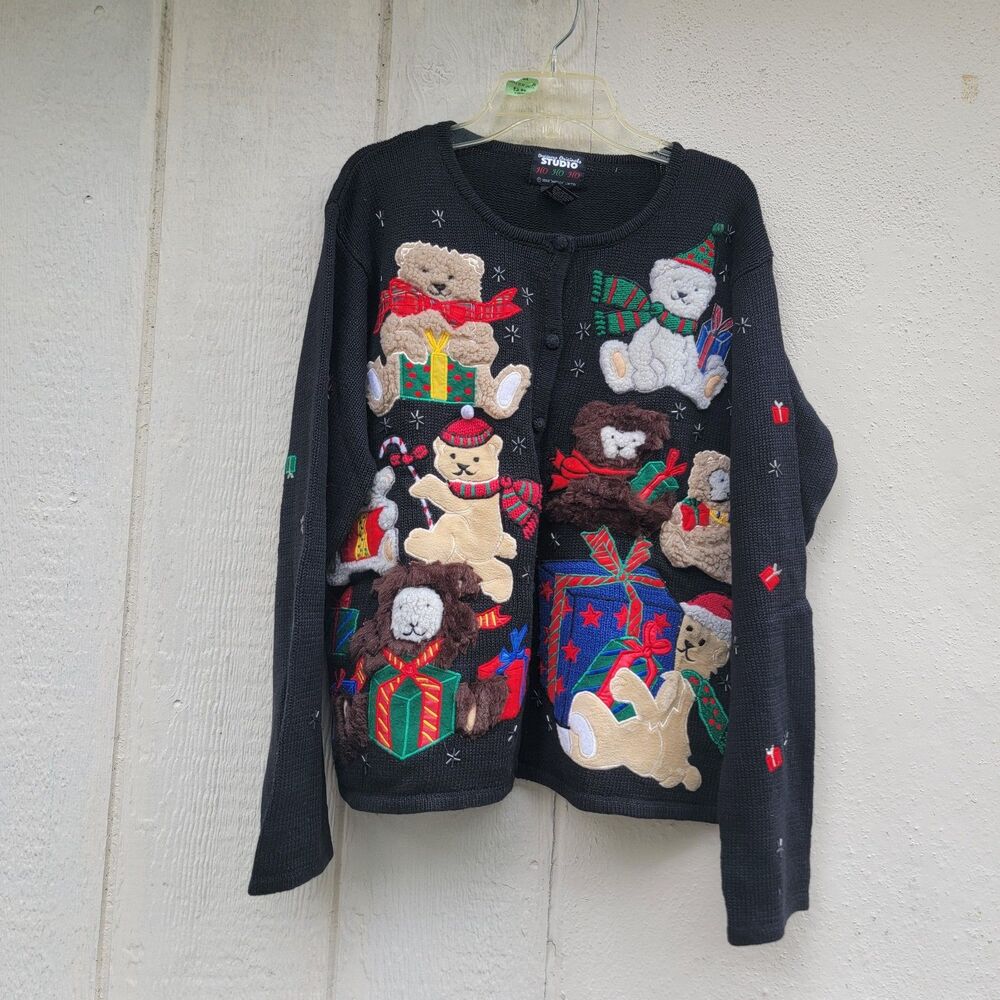 Designers Studios Originals Vintage Christmas Sweater Size S Teddy Bear
